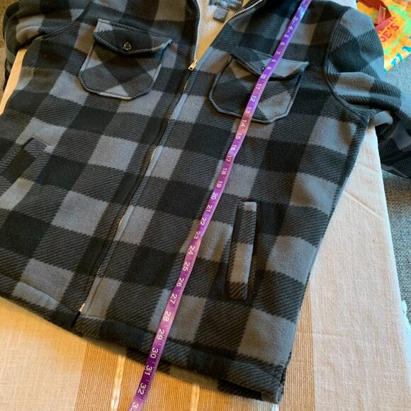 Maxxsel Plaid Zip Up Sherpa Fleece Sweatshirt - Size XL - Picture 5 of 8
